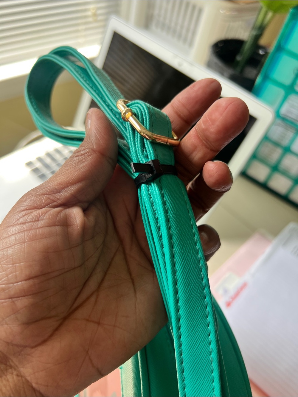 Teal Round Watermelon-Print Crossbody Bag - Picture 5 of 6